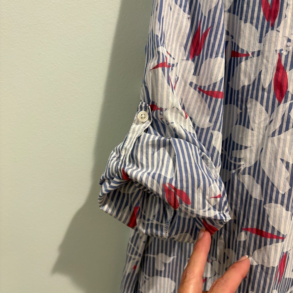 Southern Tide Cabana Cover Up Shirtdress Medium Blue White‎ Floral Stripe Beach - Picture 10 of 15